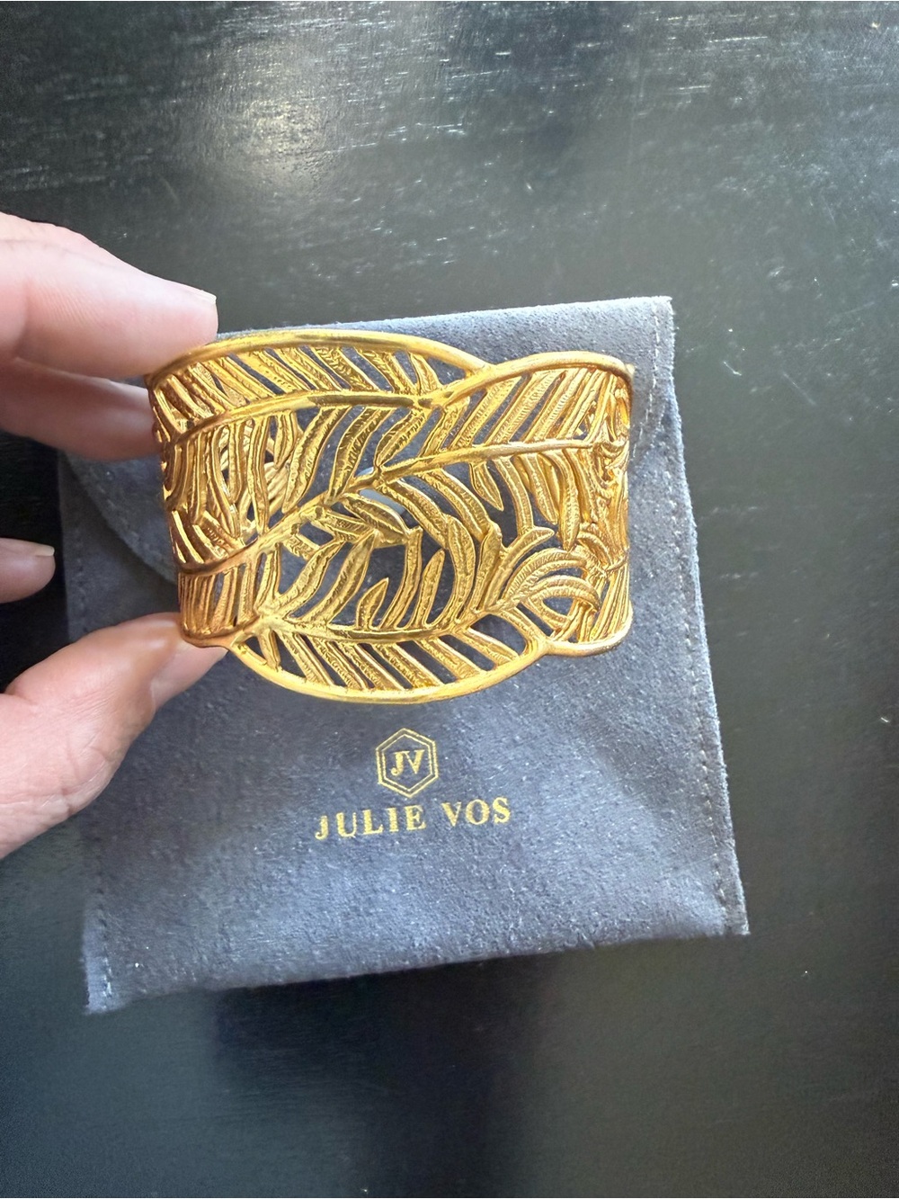 Julie Vos Gold Leaf Filigree Cuff Bracelet